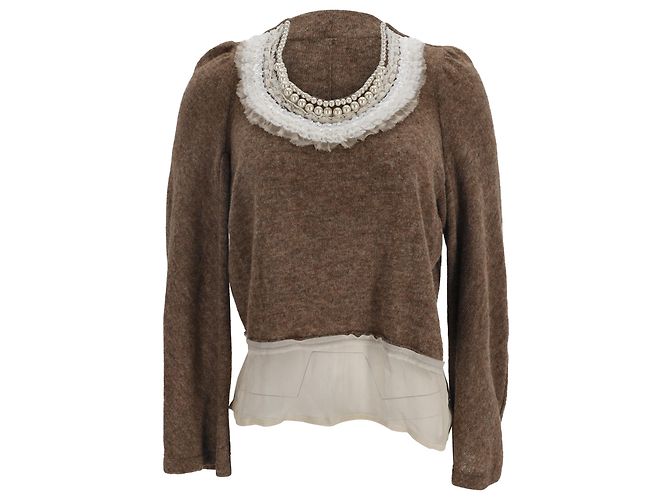 Comme Des Garcons Verzierte braune Wollpullover von Tricot Comme des Garçons Rot