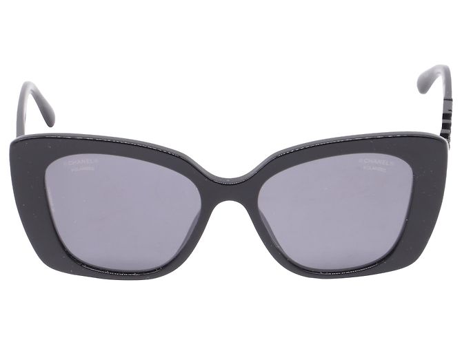Timeless Gafas de sol cuadradas con marco de acetato negro y acento de logo Chanel 5422-B