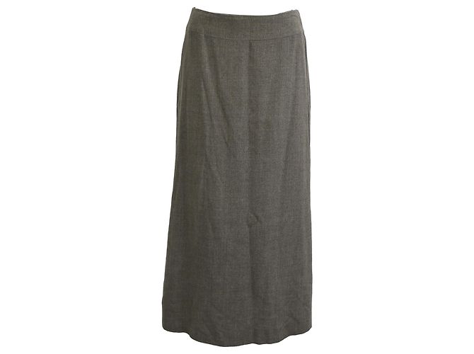 Max Mara gerade Midi-Rock aus grauer Wolle
