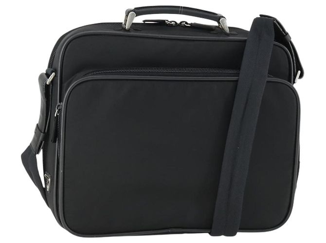 Prada Convertible Front Pocket Briefcase Tessuto with Saffiano Leather Black