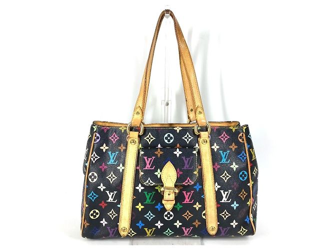 Louis Vuitton Monogram Multicolore Aurelia MM Tote Bag Black Multiple colors