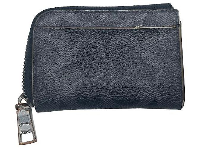 Tarjetero de cuero mini Coach Negro