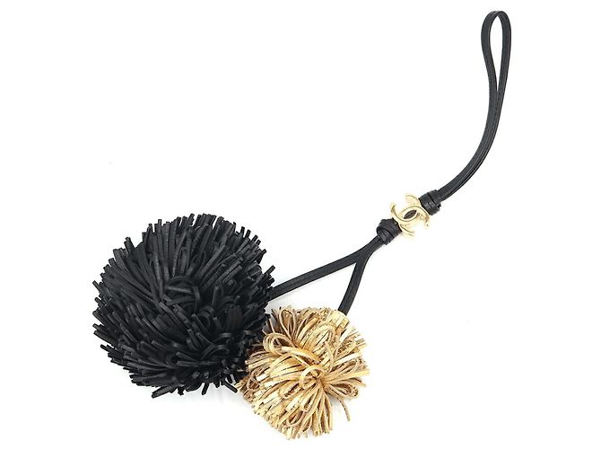 Chanel Black and Gold Handbag Charm Golden