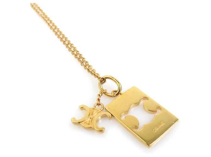 Céline Colar de metal dourado Celine Triomphe