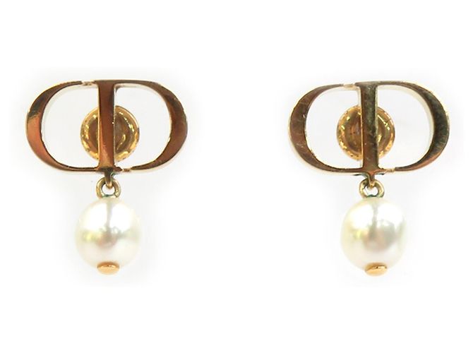 Orecchini a Perno Oro e Bianco Christian Dior D'oro