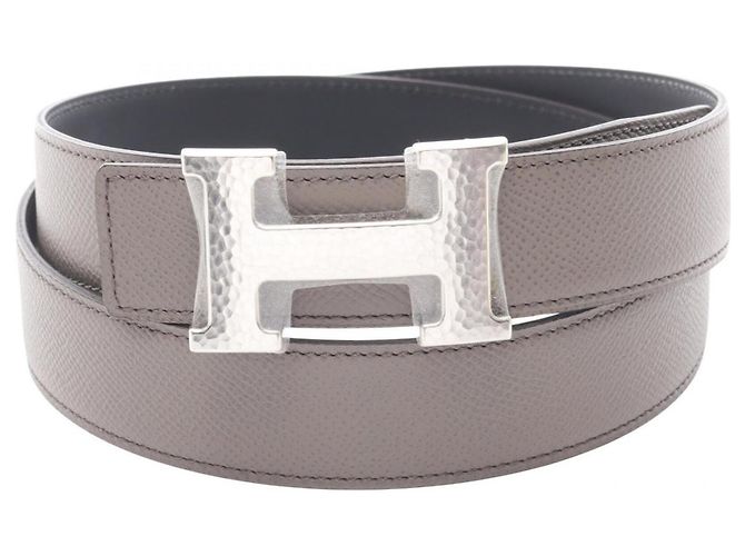 H-Gürtel Constance von Hermès Braun Schwarz