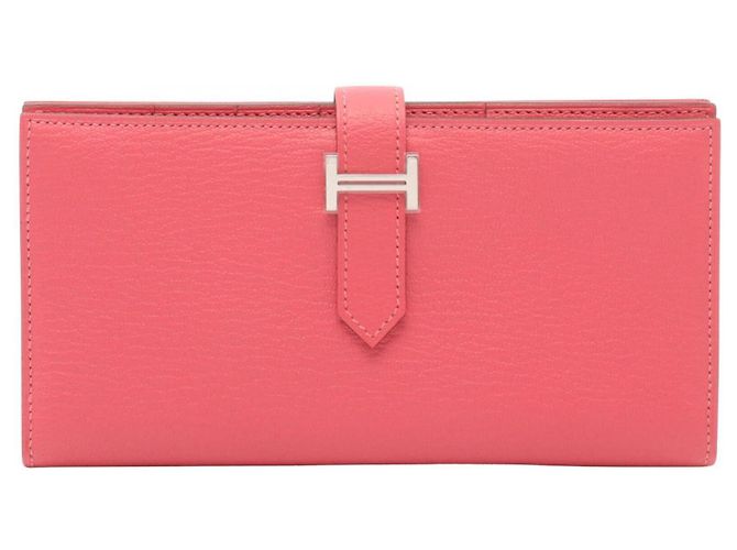 Hermès Hermes Bearn Soufflé Bi-fold Long Wallet in Pink