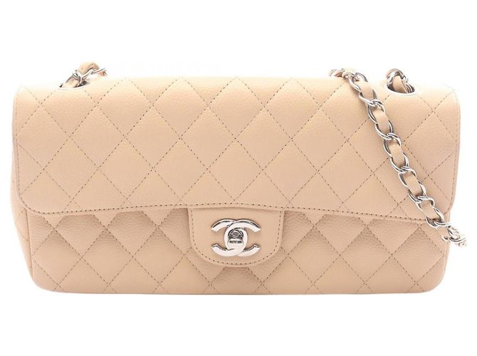 Bolsa de Ombro Chanel Matelassé Leste-Oeste Bege