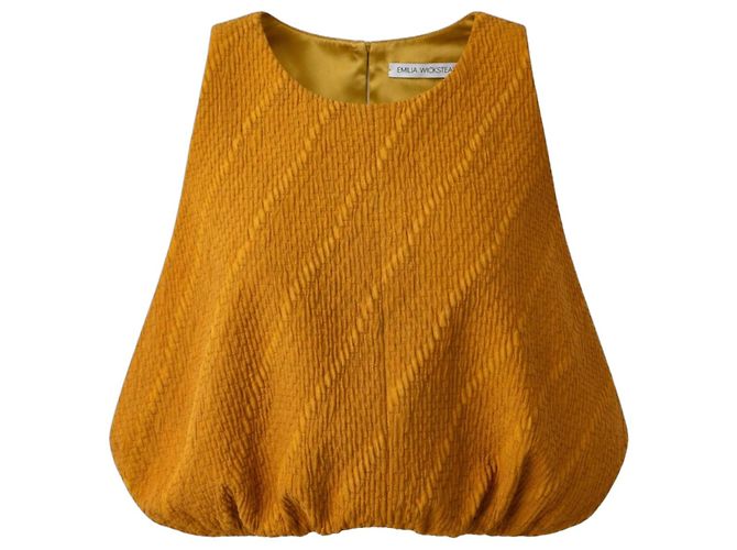 Autre Marque Top Emilia Wickstead Mostaza Seda Algodón