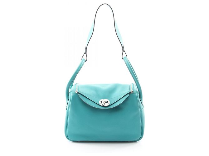 Borsa a Spalla Hermès Lindy 26 Blu Verde