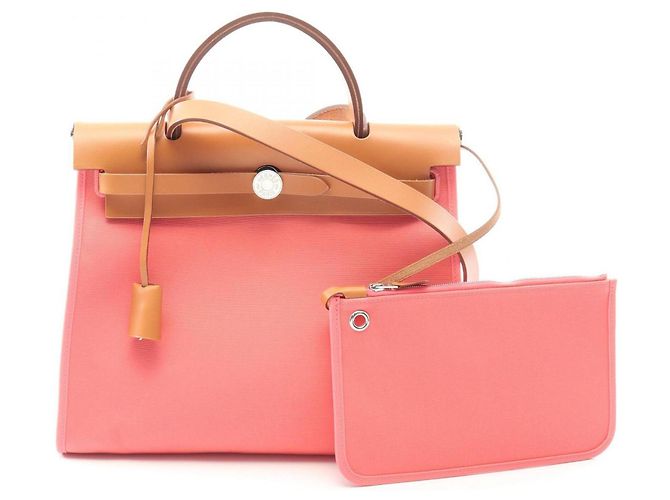 Hermès Hermes Herbag Zip PM 2-Way Handbag Brown Pink
