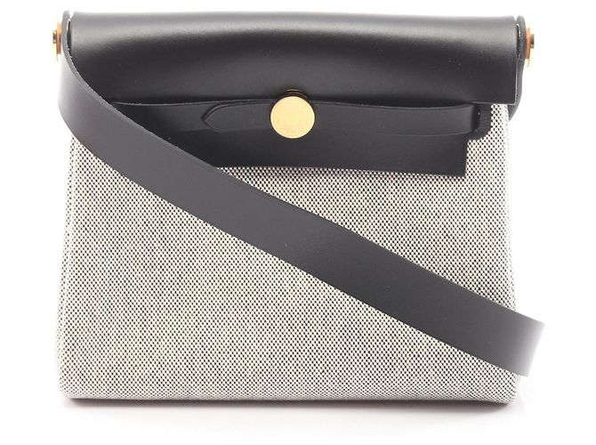 Bolsa de Ombro Mini Herbag Zip da Hermès Marrom Preto Cru