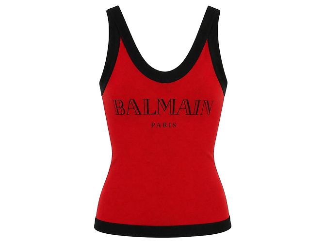 Top senza maniche Balmain nero e rosso