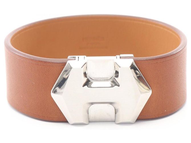 Hermès Super H Armreif Braun Silber 