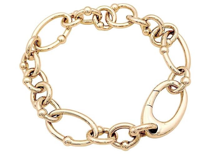 Autre Marque Bracciale a maglie ovali e circolari in oro giallo.