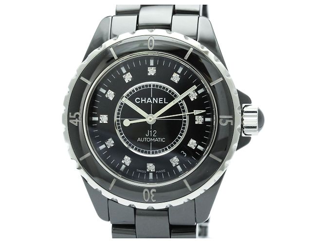 Relógio automático em cerâmica e aço com diamantes Chanel J12 H1626
