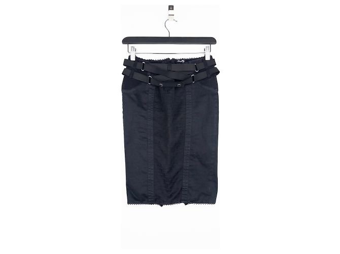 Dolce & Gabbana SS02 Bondage Bleistift-Midirock Schwarz