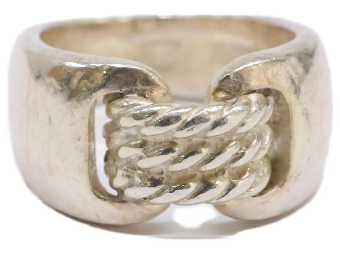 Hermès HERMES Hermes Chlorois Band Ring Silvery