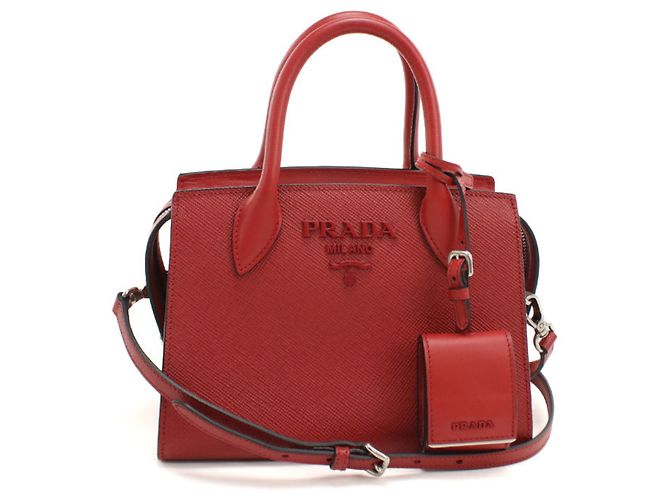 Borsa a mano in pelle Saffiano rossa Prada Rosso