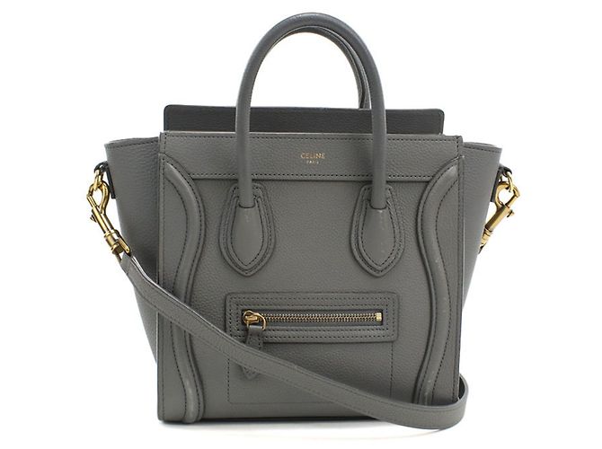 Céline Bolsa tote em couro cinza Celine Marrom