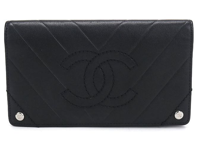 Chanel Black Bi-Fold Long Wallet