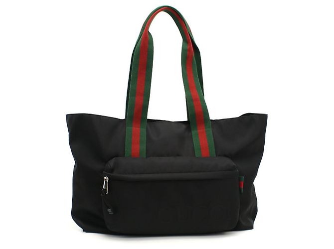 Borsa tote in nylon nero Gucci