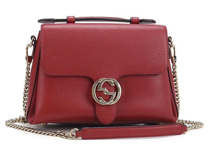 Borsa a tracolla in pelle rossa Gucci Rosso