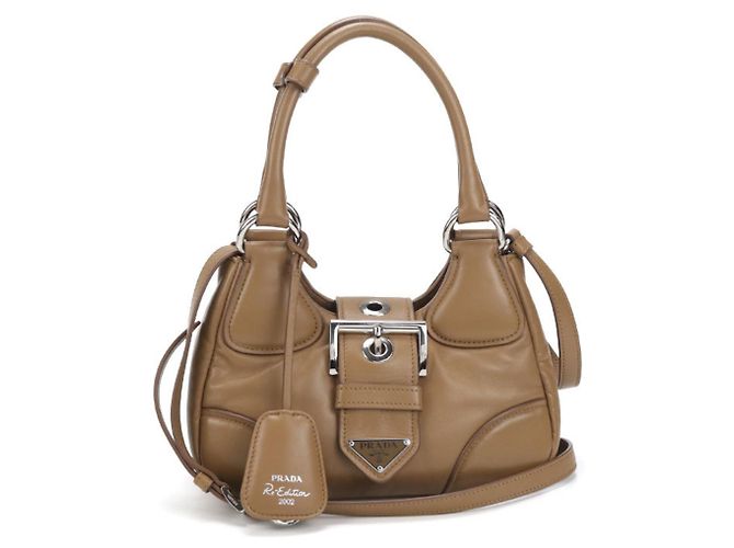 Bolsa de mão em couro nappa marrom Prada
