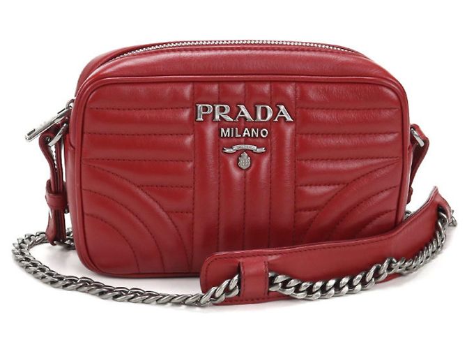 Borsa a tracolla in pelle rossa Prada Rosso