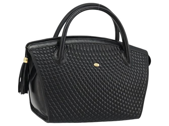 BALLY Borsa a mano trapuntata in pelle nera e dorata Auth bs34746 Nero D'oro