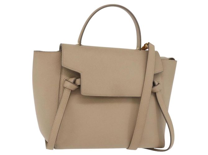 Belt Bag Céline Bolsa de Cintura CELINE em Couro 2 em 1 Bege Dourado Auth ep14314