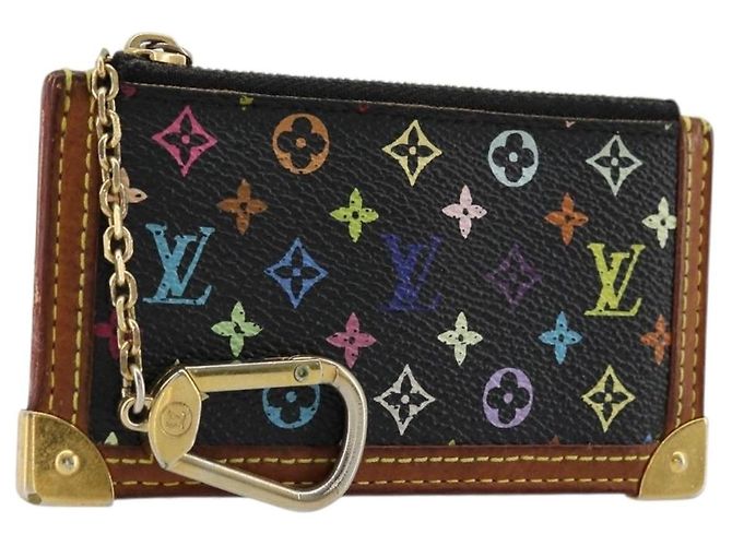 LOUIS VUITTON Monogram Multicolor Pochette Cles Purse Black M13664 Auth 176953