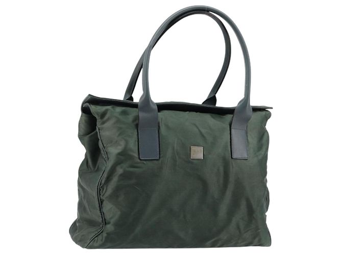Céline Sac Tote en Nylon Vert Argent Auth bs34712 Argenté