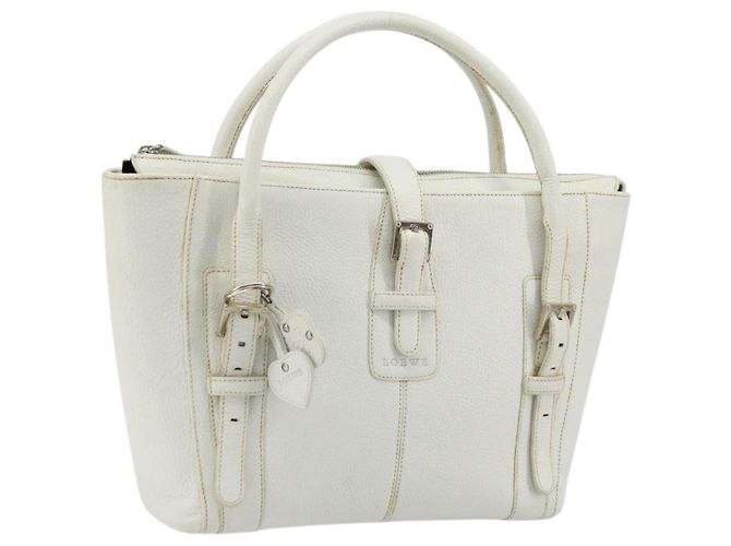 LOEWE Handtasche aus Leder Weiß Silber Auth 176235