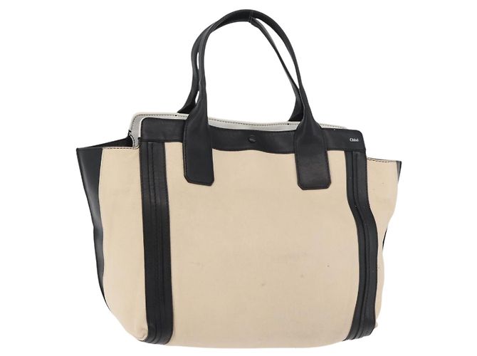 Chloé Sac Tote en cuir beige doré Chloe Auth bs34598A