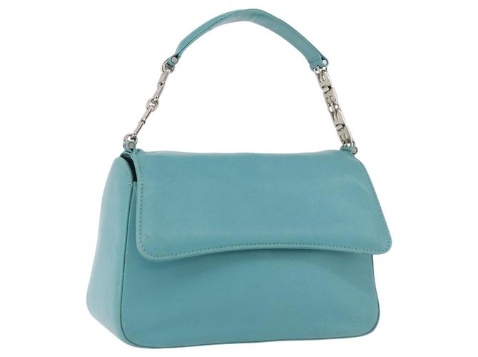 BALLY Borsa a mano in pelle blu turchese argento Auth BA12211A