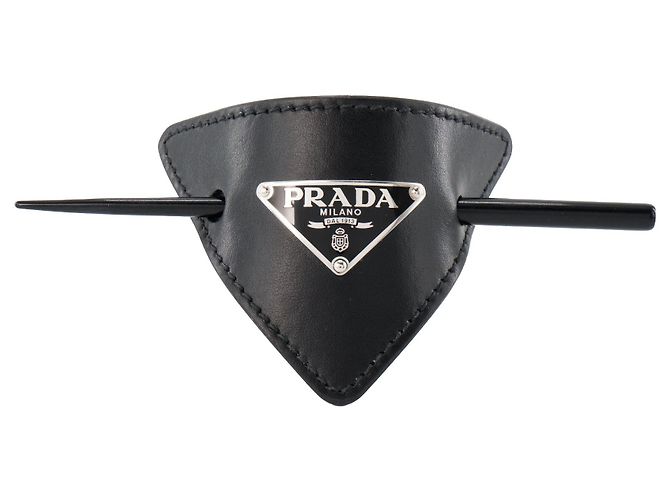 PRADA - Fermaglio Prada in pelle nera Nero 