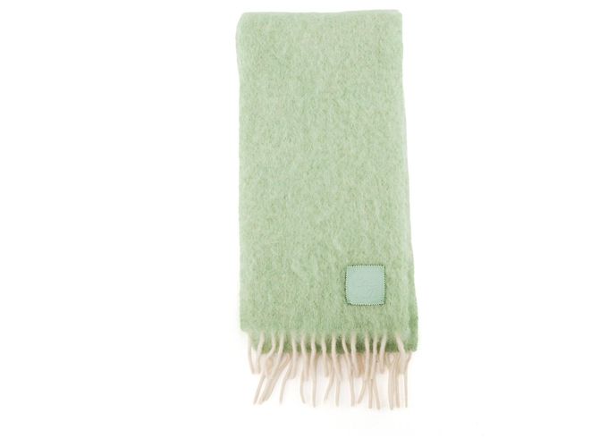 LOEWE - Sciarpa Anagram Loewe in mohair e lana verde