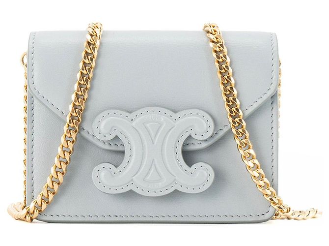 Céline CELINE - Bolsa transversal Mini Triomphe Celine em couro liso azul claro