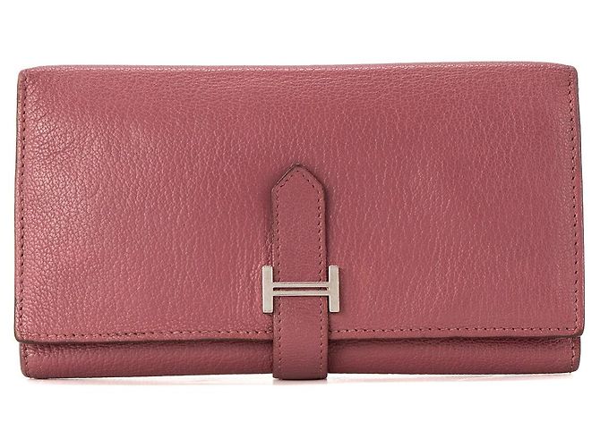 HERMÈS - Bearn Wallet Hermès in pink grained leather