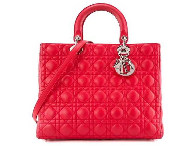 DIOR - Bolsa Lady Dior large em couro cannage rosa