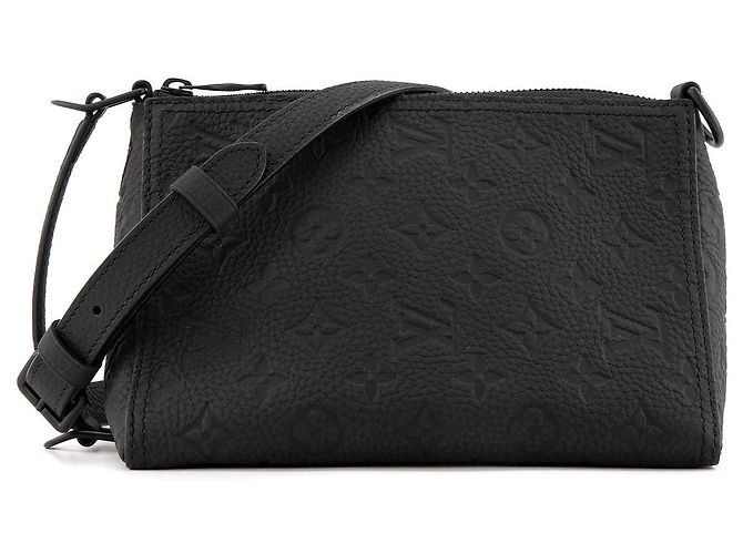 LOUIS VUITTON - Borsa a Spalla Triangle Messenger Louis Vuitton in Pelle Monogram Nera Nero