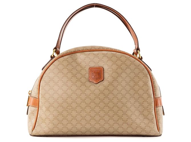 Céline CELINE - Bowling Tasche Macadam Celine aus vintage azurblauem Canvas Braun