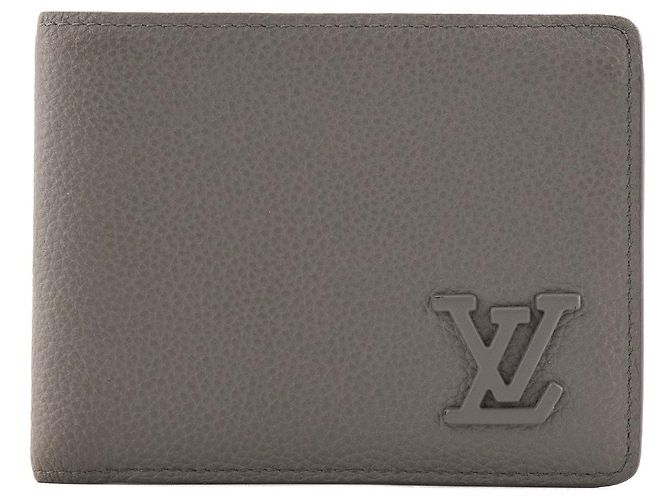 LOUIS VUITTON - Louis Vuitton Geldbörse aus grauem genarbtem Leder