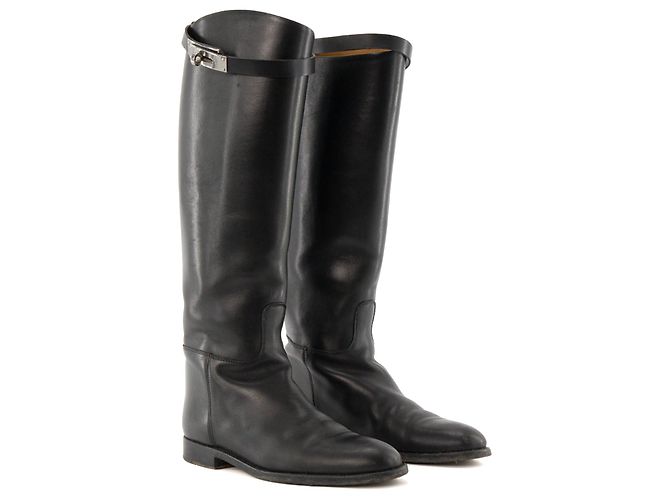 HERMÈS - Hermès Jumping Boots in Smooth Black Leather (Size 37)