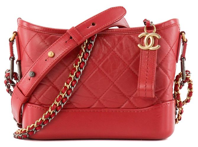 CHANEL - Borsa a Spalla Gabrielle Mini Chanel in Pelle Rossa Rosso