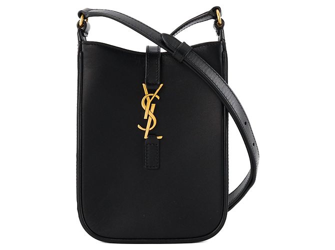 SAINT LAURENT - Borsa a Spalla Verticale 5 a 7 in Pelle Nera Nero