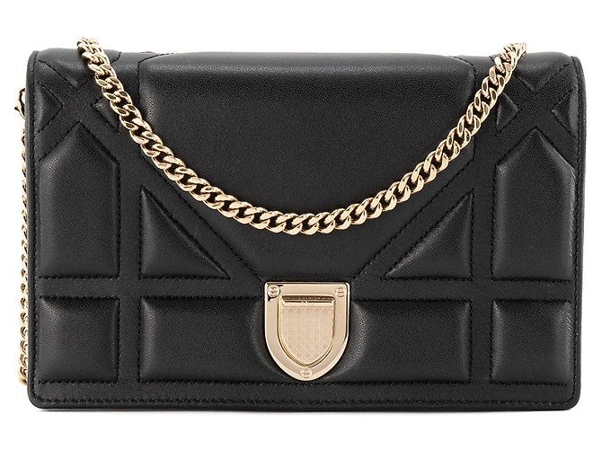 DIOR - Borsa a Spalla Diorama in Pelle Nera Liscia Nero