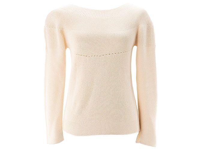 HERMÈS - Hermès Pullover aus ivory Baumwollstrick (Größe 34) Weiß 