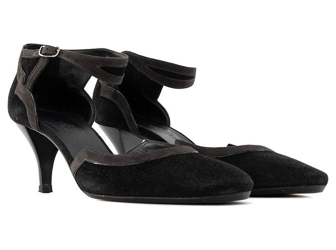 HERMÈS - Tacchi Tango Hermès in suede grigio e nero (T37)